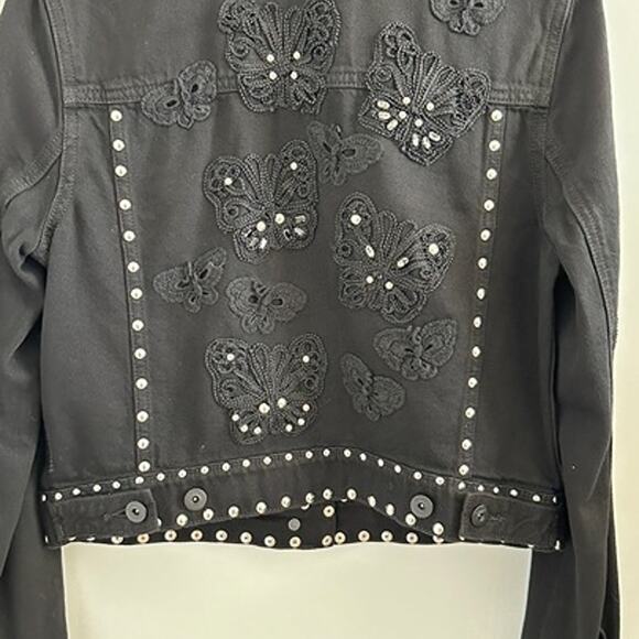 Paige Limited Edition 86/100 Black Cropped Studded Butterfly Jacket Size S - Picture 2 of 5